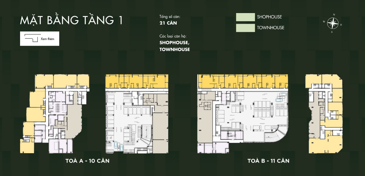 mặt bằng tầng 1 midori park the nest