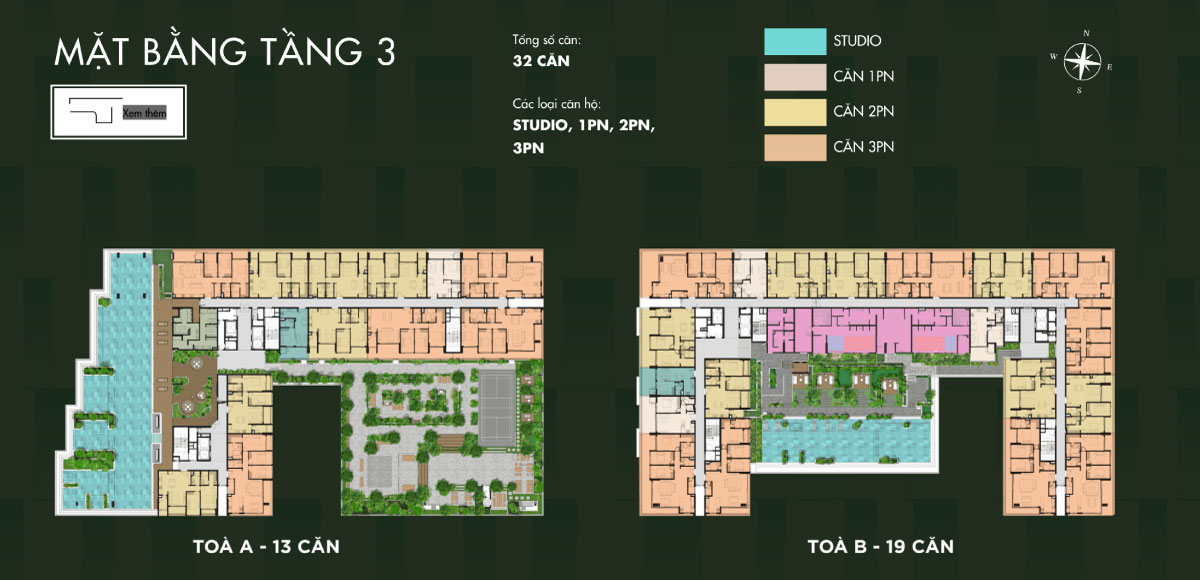 mặt bằng tầng 1 midori park the nest