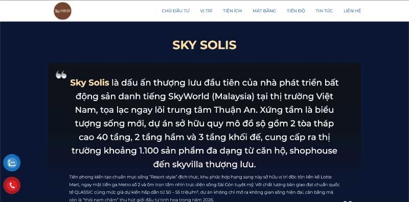 Skysolis.com.vn – Ra Mắt Chuyên Trang Thông Tin Chính Thức Dự Án Sky Solis
